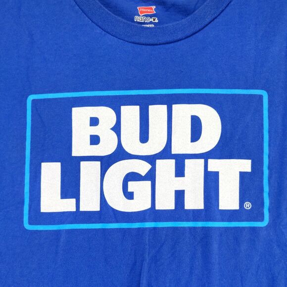 Hanes Nano-T Men's Bud Light Graphic Tank Top Blue XL Sleeveless Crew Neck - Picture 4 of 12